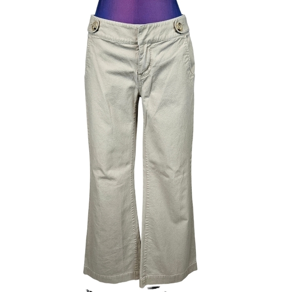 London Jean‎ Khaki Christie Fit Sailor Flare Chino Pants Size 2 Short Women's - Picture 2 of 9